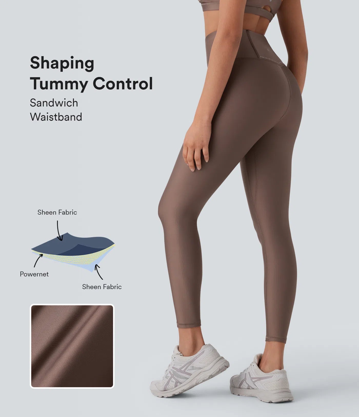 SoCinched High Waisted Tummy Control Reflective Line Back Pocket Sheen Running Leggings - PURE-YOGA